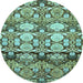 Round Machine Washable Abstract Light Blue Modern Rug, wshabs516lblu