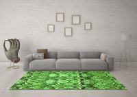 Machine Washable Abstract Green Modern Rug, wshabs516grn