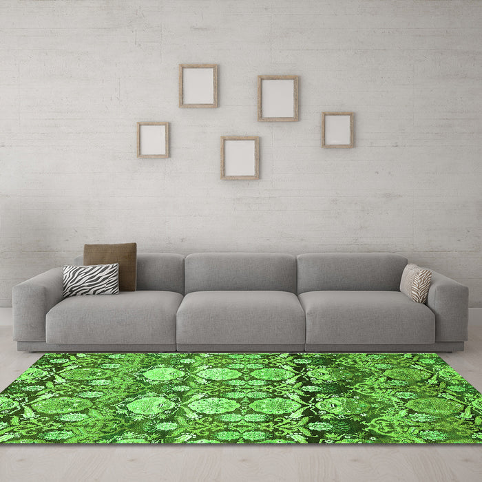 Machine Washable Abstract Green Modern Area Rugs in a Living Room,, wshabs516grn