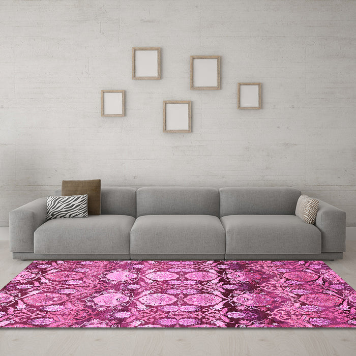 Machine Washable Abstract Pink Modern Rug in a Living Room, wshabs516pnk