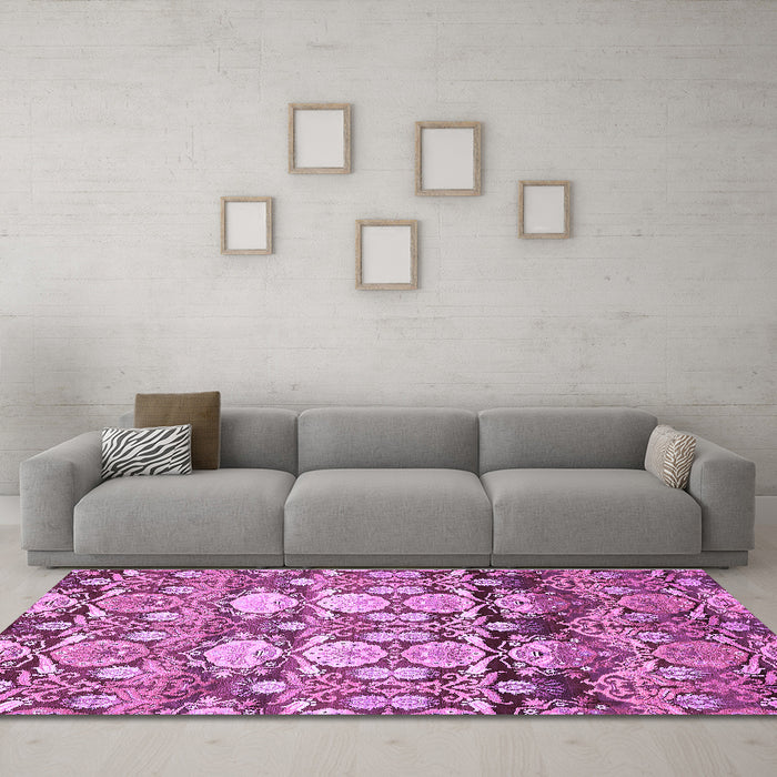 Machine Washable Abstract Purple Modern Area Rugs in a Living Room, wshabs516pur