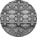 Round Machine Washable Abstract Gray Modern Rug, wshabs516gry