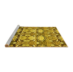 Sideview of Machine Washable Abstract Yellow Modern Rug, wshabs516yw