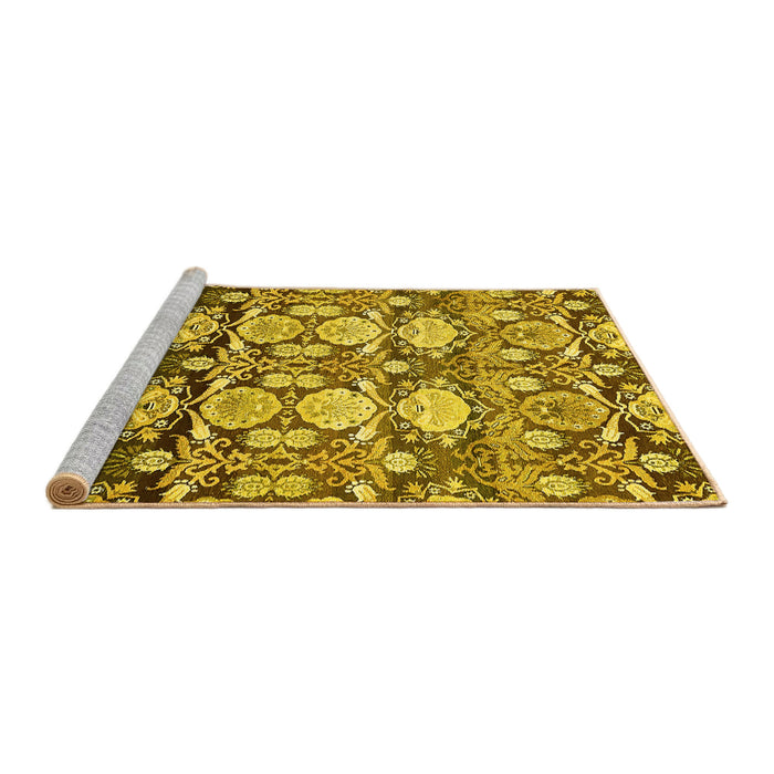 Sideview of Machine Washable Abstract Yellow Modern Rug, wshabs516yw
