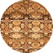 Round Machine Washable Abstract Orange Modern Area Rugs, wshabs516org