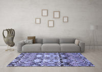 Machine Washable Abstract Blue Modern Rug, wshabs516blu