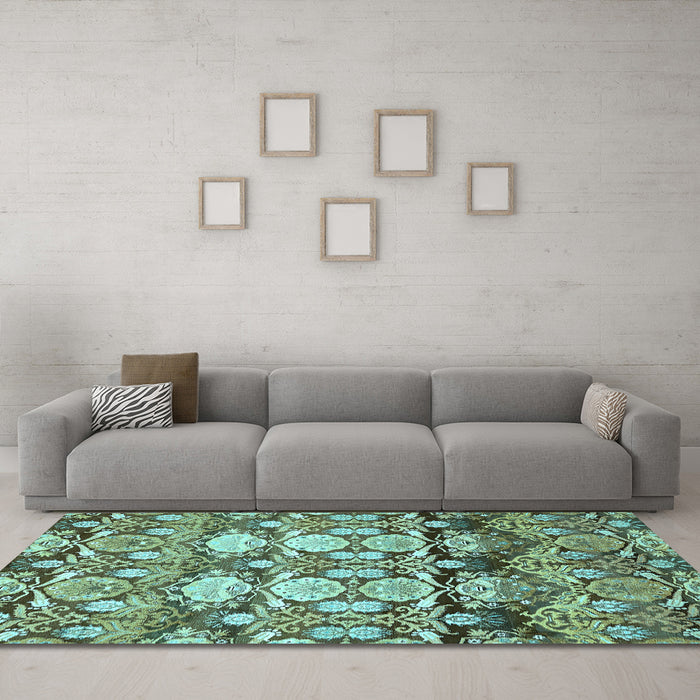 Machine Washable Abstract Light Blue Modern Rug in a Living Room, wshabs516lblu