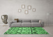 Machine Washable Abstract Emerald Green Modern Area Rugs in a Living Room,, wshabs516emgrn