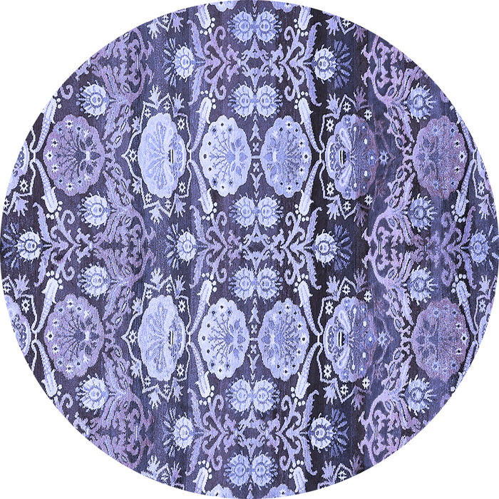 Round Machine Washable Abstract Blue Modern Rug, wshabs516blu