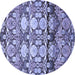 Round Machine Washable Abstract Blue Modern Rug, wshabs516blu