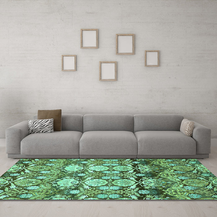 Machine Washable Abstract Turquoise Modern Area Rugs in a Living Room,, wshabs516turq