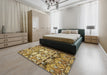 Machine Washable Abstract Chrome Gold Yellow Rug in a Bedroom, wshabs516