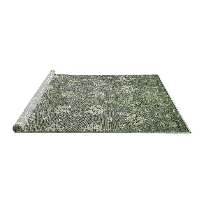 Sideview of Machine Washable Abstract Army Green Rug, wshabs517
