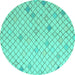 Round Solid Turquoise Modern Rug, abs5170turq