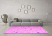 Machine Washable Solid Pink Modern Rug in a Living Room, wshabs5170pnk