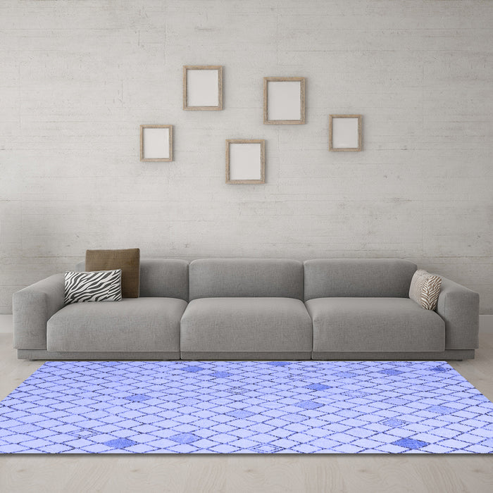 Machine Washable Solid Blue Modern Rug in a Living Room, wshabs5170blu