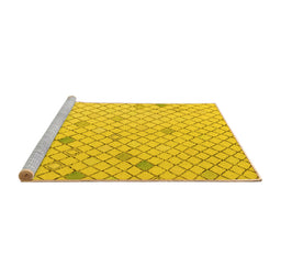 Sideview of Machine Washable Solid Yellow Modern Rug, wshabs5170yw