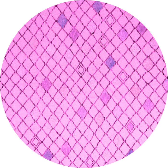 Round Machine Washable Solid Pink Modern Rug, wshabs5170pnk