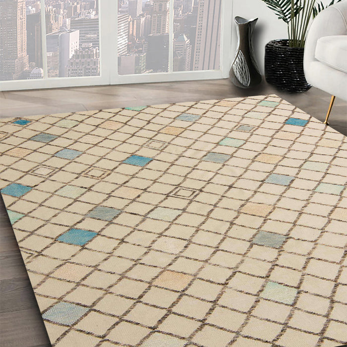 Abstract Camel Brown Solid Rug in Family Room, abs5170