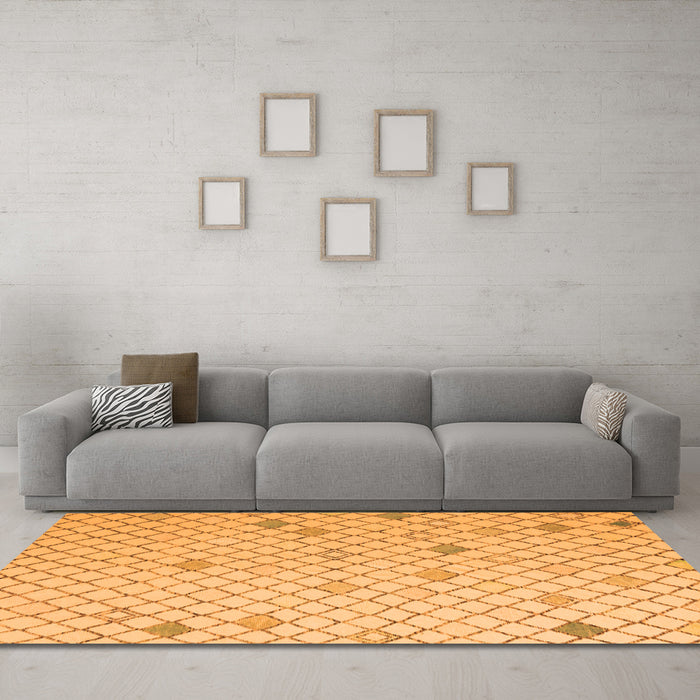 Machine Washable Solid Orange Modern Area Rugs in a Living Room, wshabs5170org
