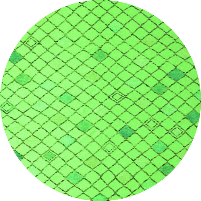 Round Machine Washable Solid Green Modern Area Rugs, wshabs5170grn