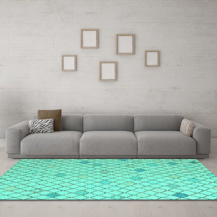 Machine Washable Solid Turquoise Modern Area Rugs in a Living Room,, wshabs5170turq