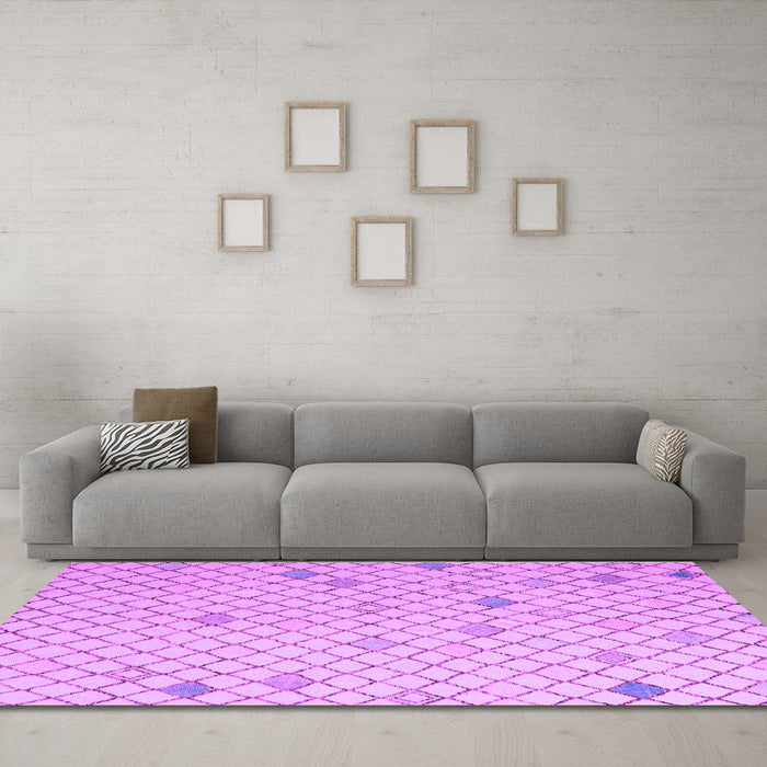 Machine Washable Solid Purple Modern Area Rugs in a Living Room, wshabs5170pur