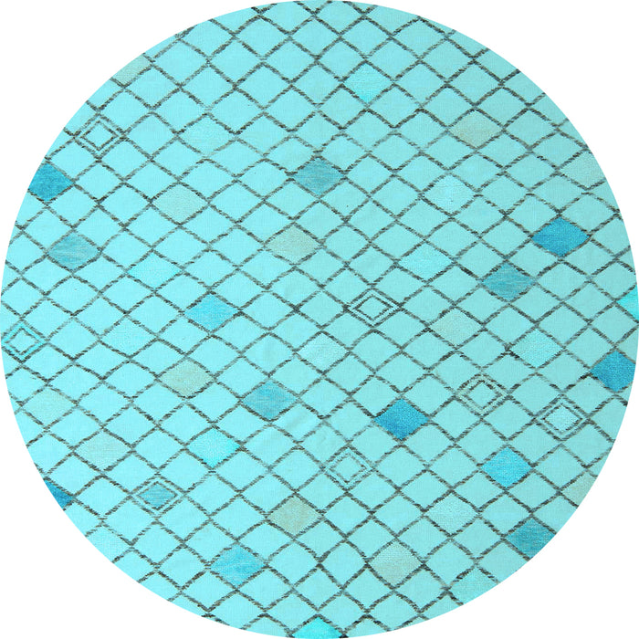 Round Machine Washable Solid Light Blue Modern Rug, wshabs5170lblu