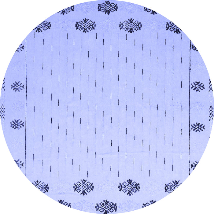 Round Machine Washable Solid Blue Modern Rug, wshabs5171blu