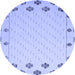 Round Machine Washable Solid Blue Modern Rug, wshabs5171blu