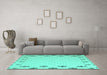 Machine Washable Solid Turquoise Modern Area Rugs in a Living Room,, wshabs5171turq