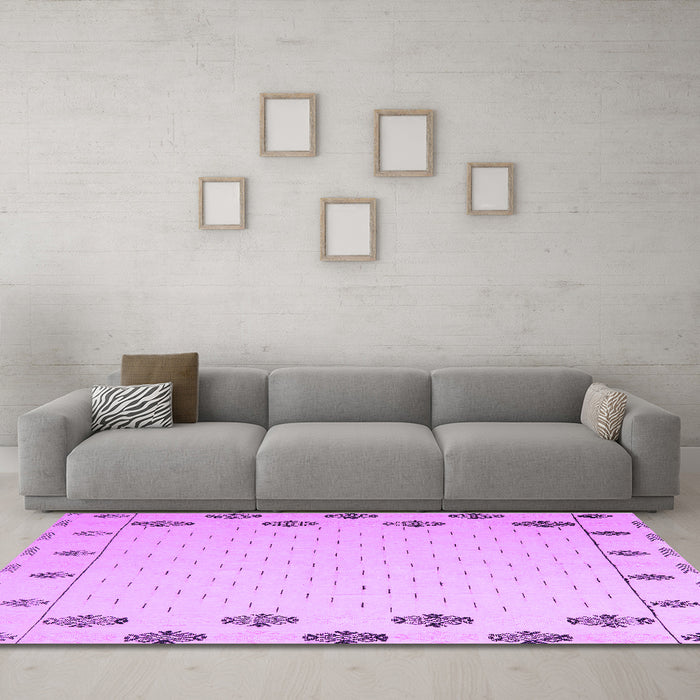 Machine Washable Solid Purple Modern Area Rugs in a Living Room, wshabs5171pur