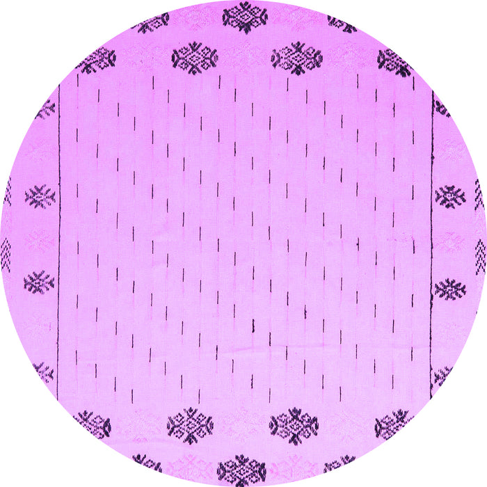 Round Machine Washable Solid Purple Modern Area Rugs, wshabs5171pur