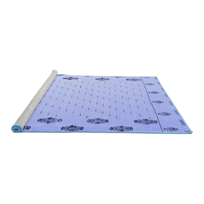Sideview of Machine Washable Solid Blue Modern Rug, wshabs5171blu