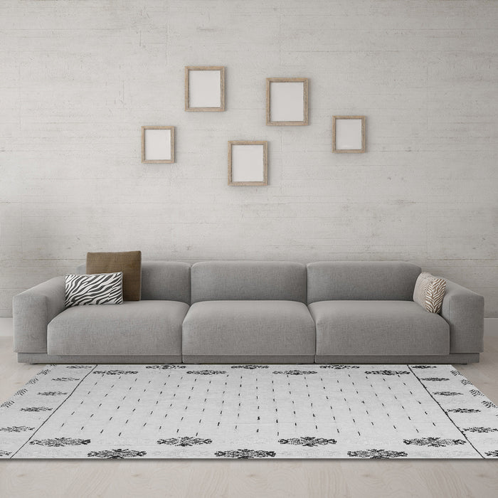 Machine Washable Solid Gray Modern Rug in a Living Room,, wshabs5171gry