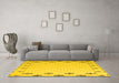 Machine Washable Solid Yellow Modern Rug in a Living Room, wshabs5171yw