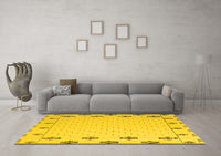 Machine Washable Solid Yellow Modern Rug, wshabs5171yw