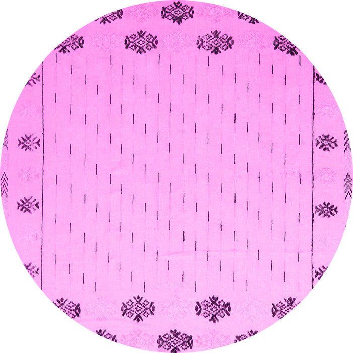 Round Machine Washable Solid Pink Modern Rug, wshabs5171pnk