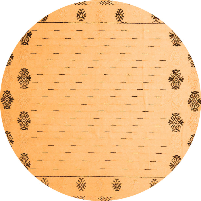 Round Machine Washable Solid Orange Modern Area Rugs, wshabs5171org
