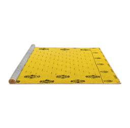 Sideview of Machine Washable Solid Yellow Modern Rug, wshabs5171yw