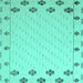 Square Machine Washable Solid Turquoise Modern Area Rugs, wshabs5171turq