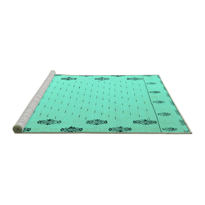 Sideview of Machine Washable Solid Turquoise Modern Area Rugs, wshabs5171turq