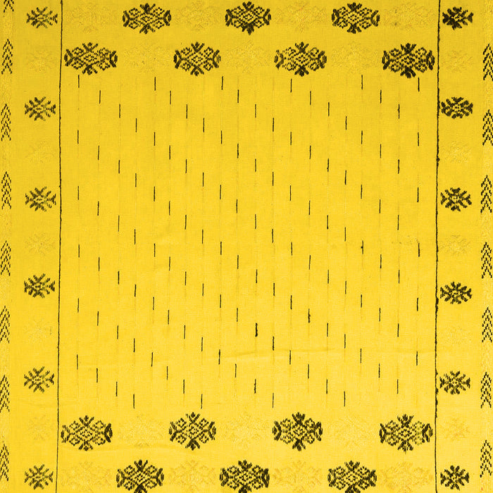 Square Machine Washable Solid Yellow Modern Rug, wshabs5171yw