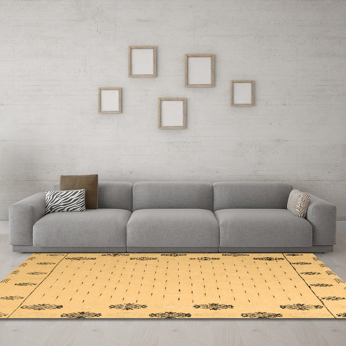 Machine Washable Solid Brown Modern Rug in a Living Room,, wshabs5171brn