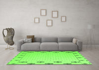 Machine Washable Solid Green Modern Rug, wshabs5171grn