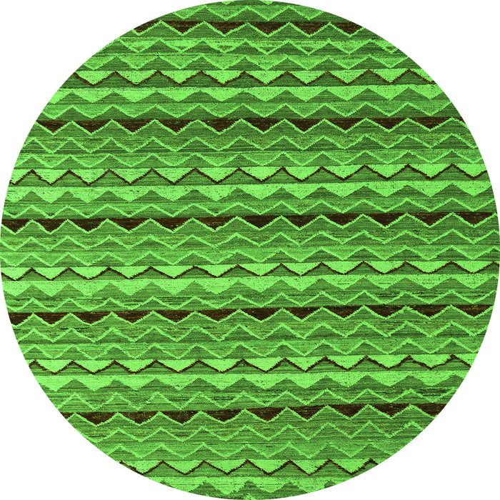 Round Machine Washable Abstract Green Modern Area Rugs, wshabs5172grn