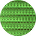 Round Machine Washable Abstract Green Modern Area Rugs, wshabs5172grn