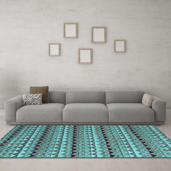 Machine Washable Abstract Light Blue Modern Rug in a Living Room, wshabs5172lblu