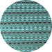 Round Abstract Light Blue Modern Rug, abs5172lblu