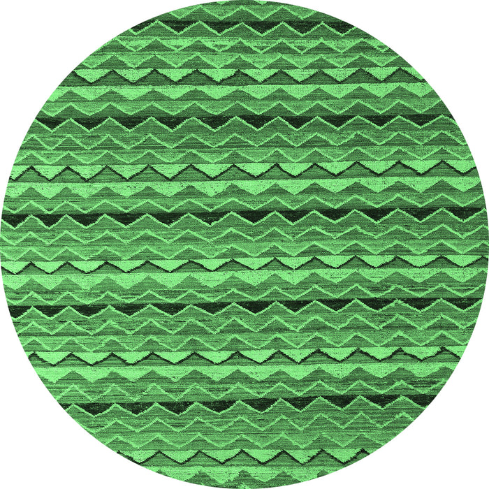 Round Machine Washable Abstract Emerald Green Modern Area Rugs, wshabs5172emgrn